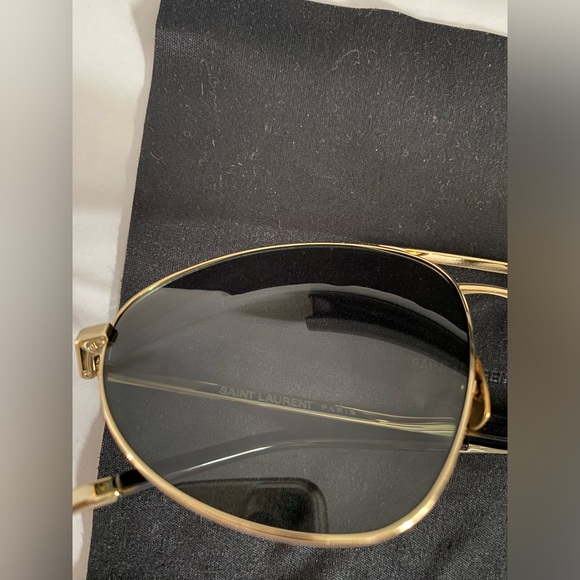 YSL SAINT LAURENT SL211 Unisex Pilot Metal 60mm Sunglasses in Gold/Green S2013 - Picture 12 of 16